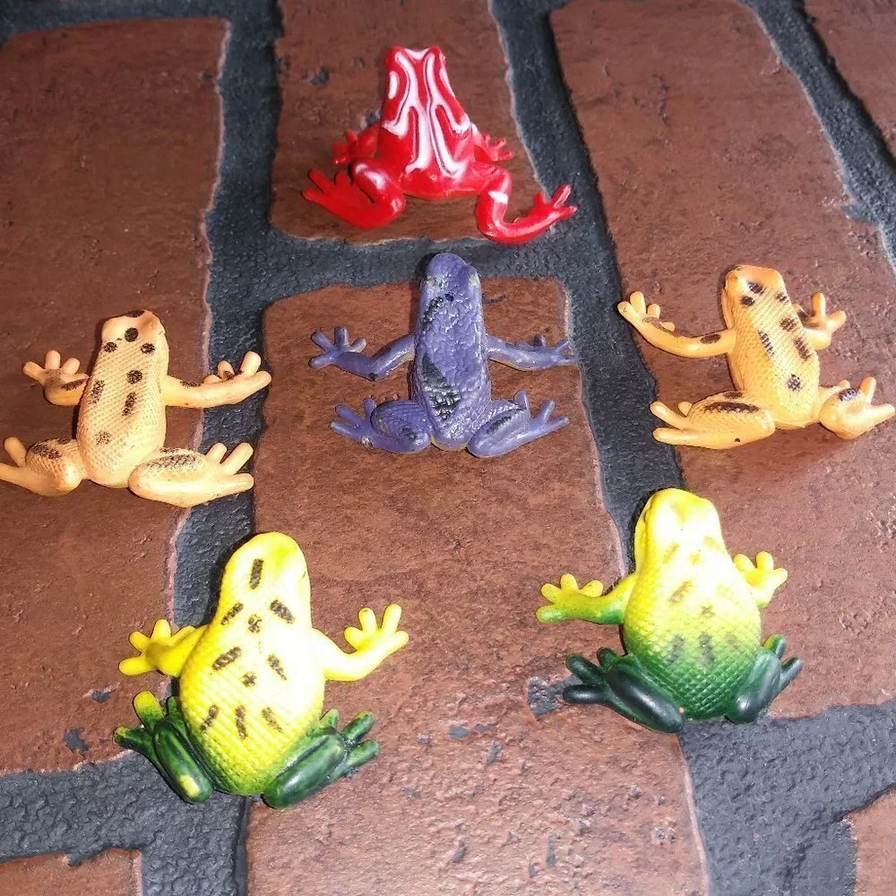 Lot of 6 Jaru Plastic Miniature Frogs 1980s VTG